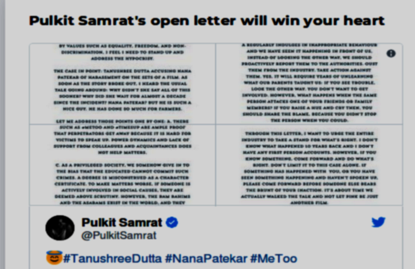Pulkit Samrat on Tanushree Nana controversy