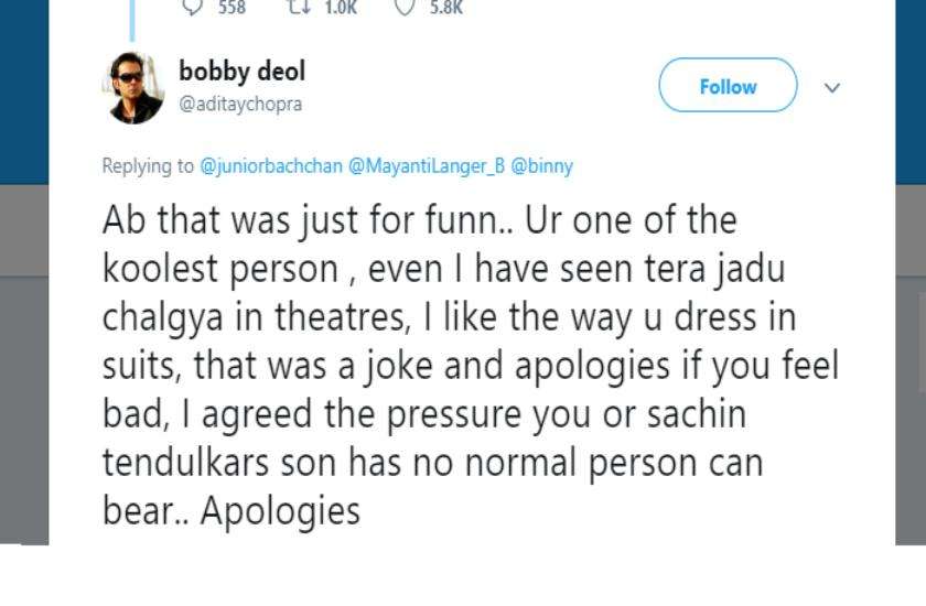 Bobby apologized 