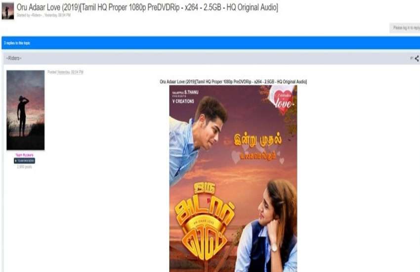  Oru Adaar Love movie in HD leaked by TamilRocker
