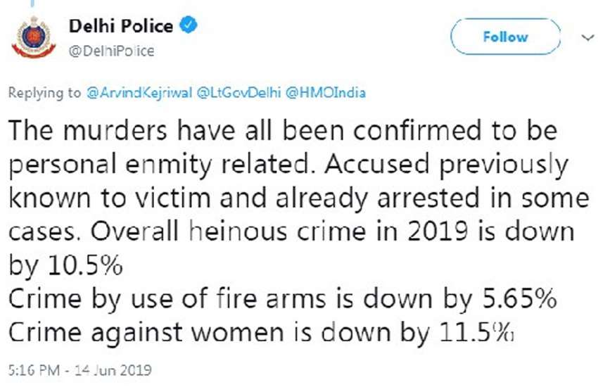delhi police tweet