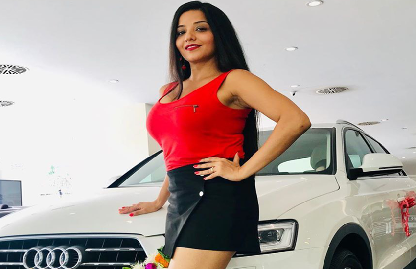 bhojpuri star monalisa get brand new audi in her garage watch video