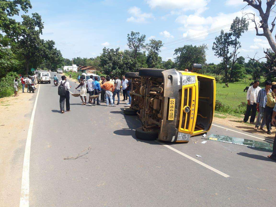 school bus accident after hit by speeding tata tigor car
