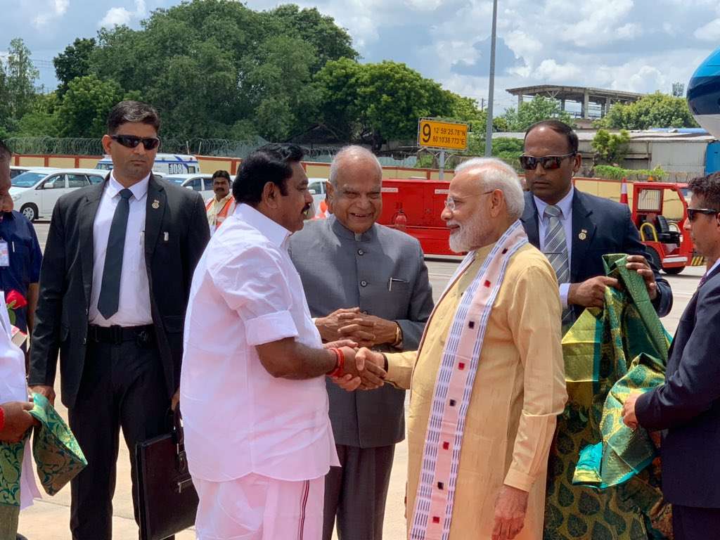 PM Modi Arrives Chennai to receive Xi Jinping in Mahabalipuram