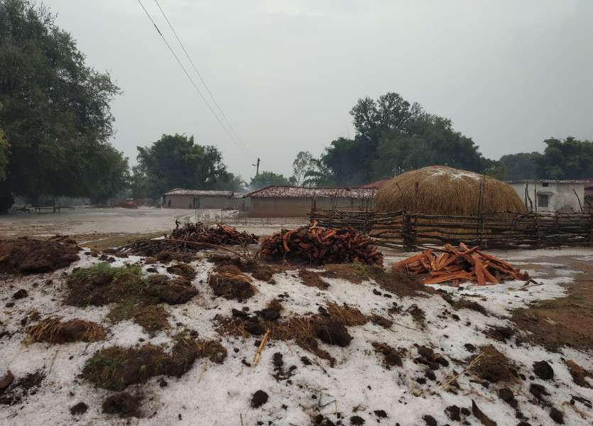 सरगुजा में बारिश के साथ जमकर गिरे ओले, फसलों को हुआ नुकसान, ओलों के बीच मस्ती करते दिखे लोग
