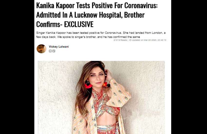 Kanika Kapoor Health Update COVID 19 