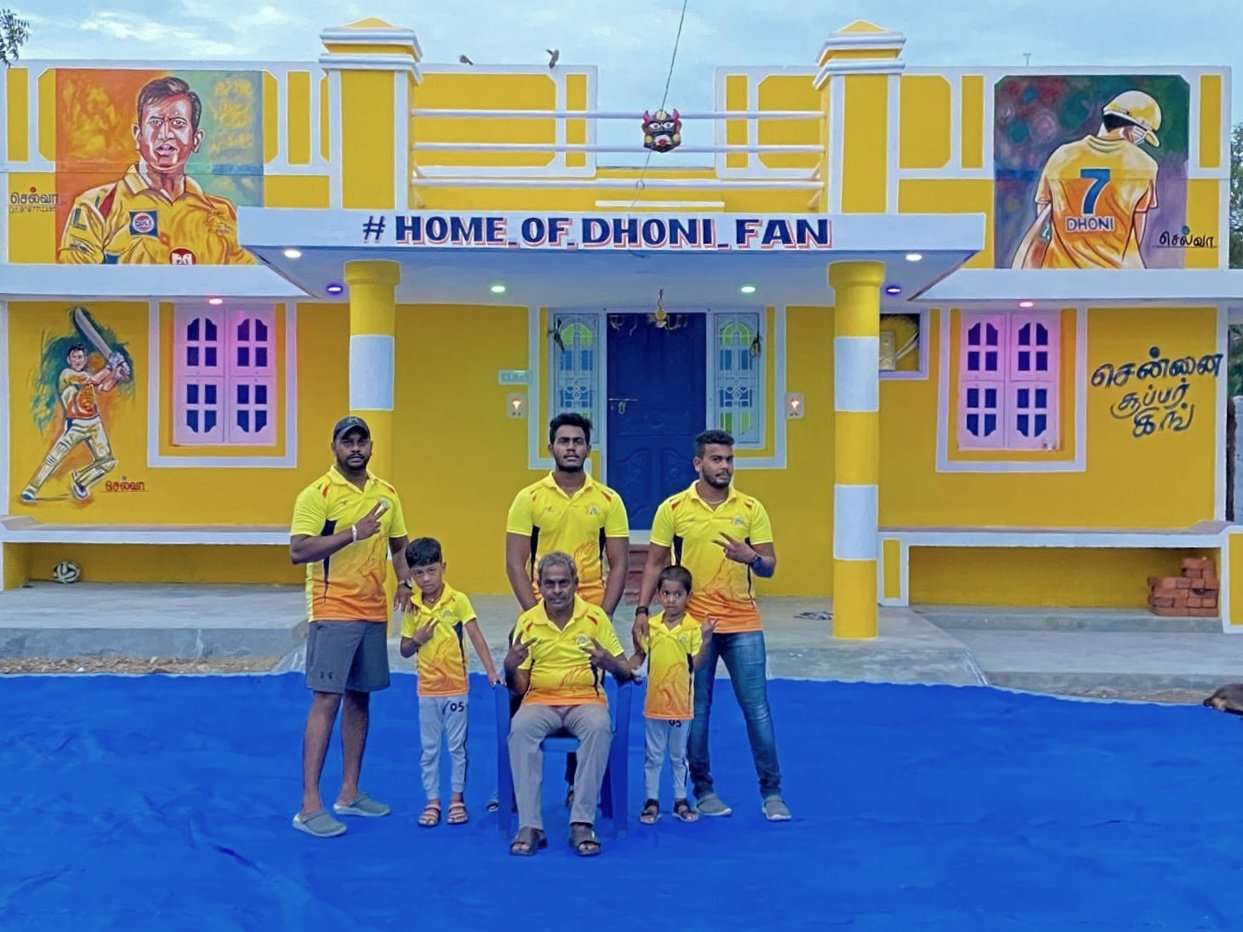 Die-hard MS Dhoni fan who painted his house in CSK colours in Tamiln