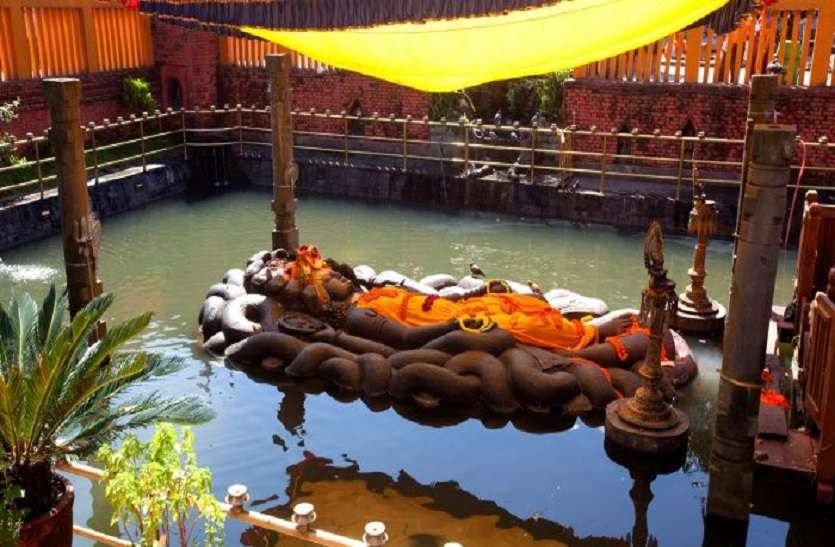 Here Lord Vishnu is sleeping on Sheshnag