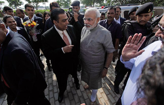 PM Narendra Modi with Mukesh Ambani
