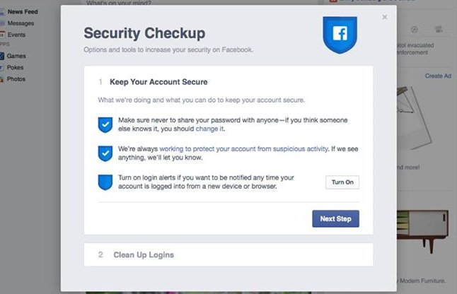 facebook security checkup