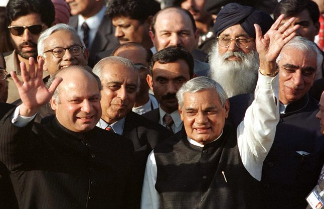 Vajpayee with Nawaz Sharif