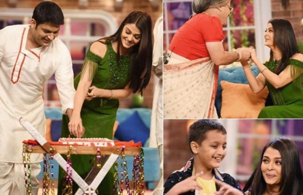 Aishwarya rai with kapil sharma on the sets of com