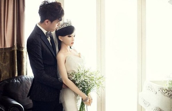 An old man marriages with sex doll photos