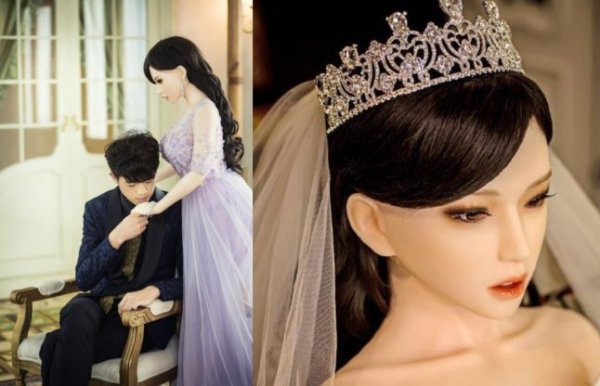 An old man marriages with sex doll photos