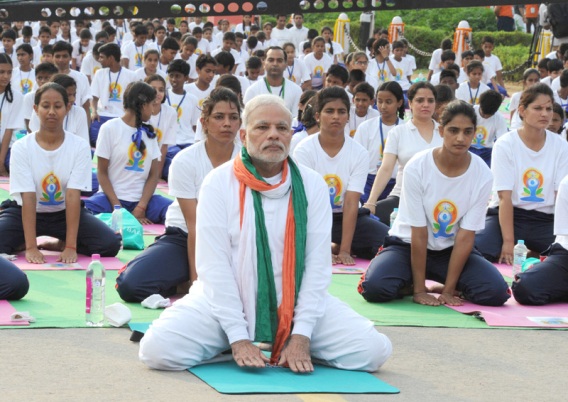 PM Modi doing yoga