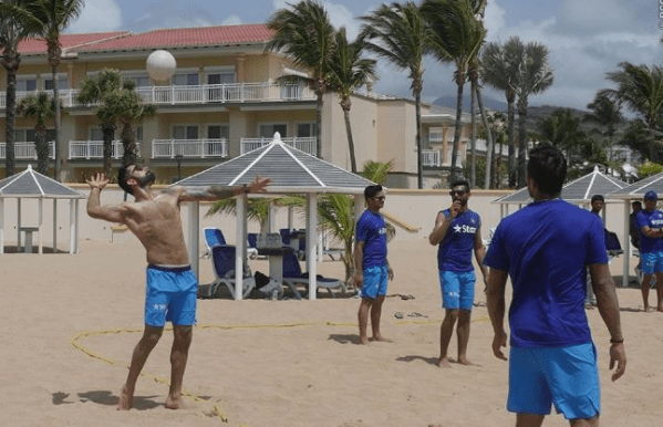 Team India performs Yoga and volleyball in west in