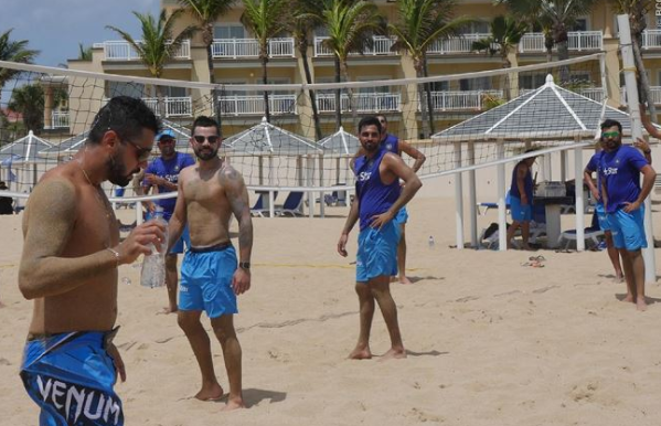 Team India performs Yoga and volleyball in west in