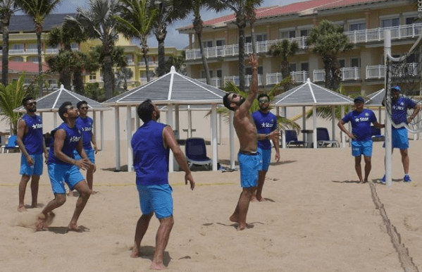 Team India performs Yoga and volleyball in west in
