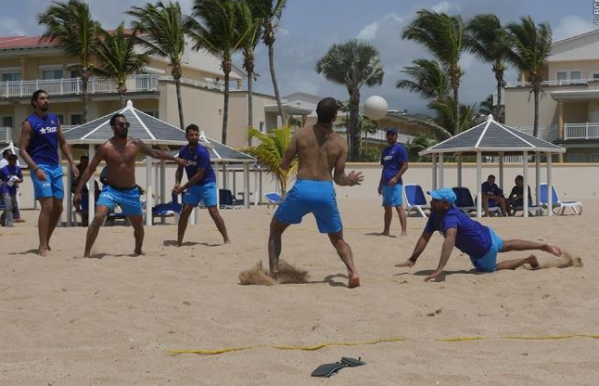Team India performs Yoga and volleyball in west in