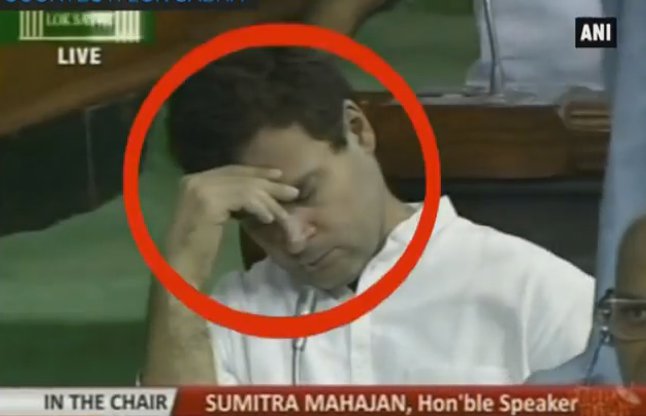 rahul gandhi sleeping in sansad