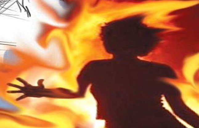 girl sets self on fire after seeing peeping tom