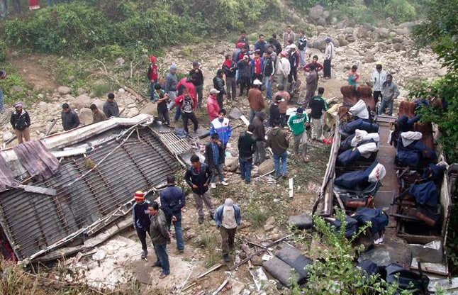 nepal bus accident 21 died
