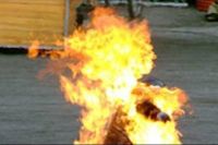 Put Kerosene on himself and picked up a fire, died