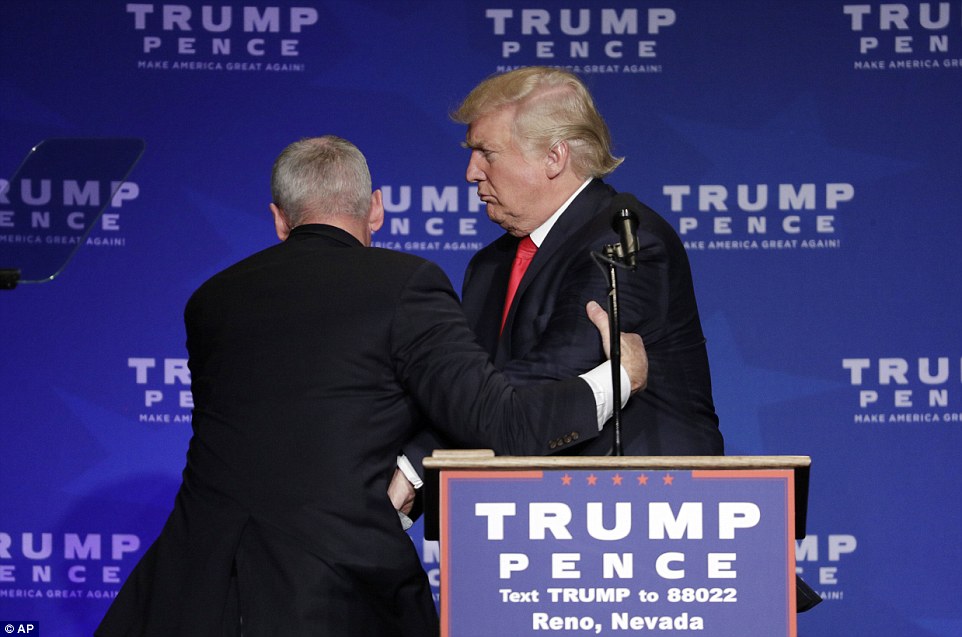 Donald Trump rushed off the stage