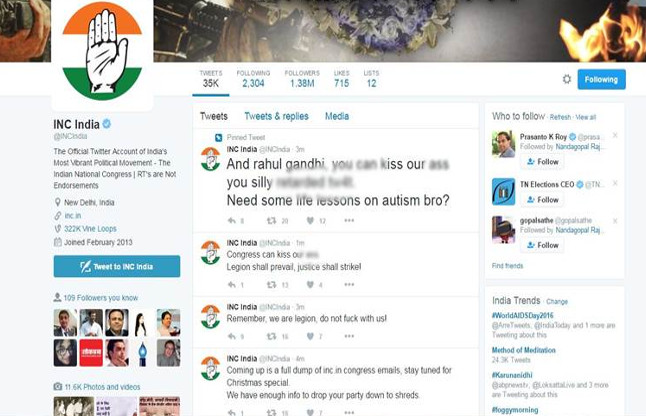 Congress Official Twitter Account Hacked