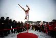 Pole Dancers Performs in Freezing temperatures
