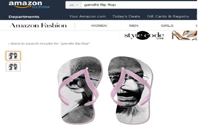 अब एमेजन पर गांधी की तस्वीर वाली चप्पल पर हंगामा