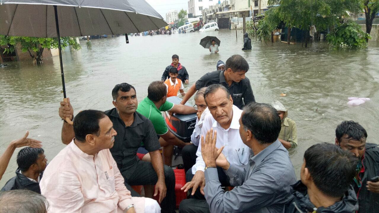 gujrat cm rupani visit flood areas