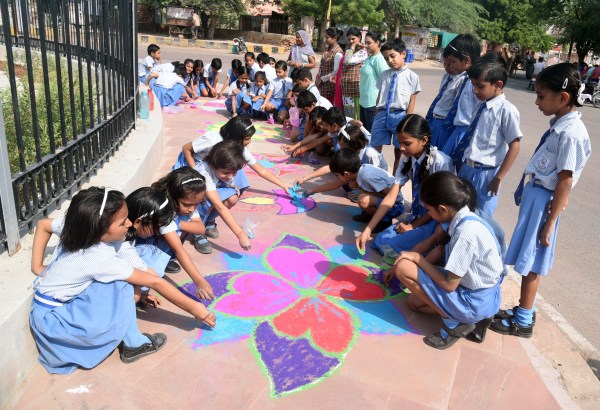 Festival series rangoli in bikaner