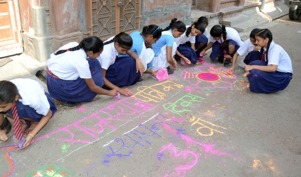 Festival series rangoli in bikaner