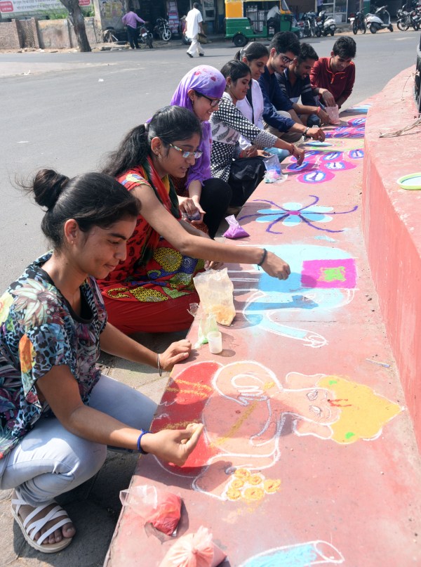 Festival series rangoli in bikaner