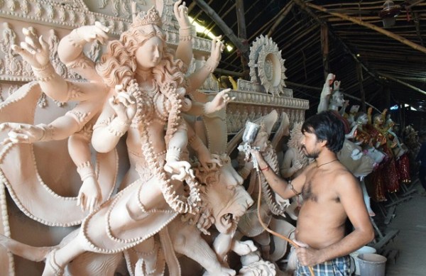 maa durga idol making