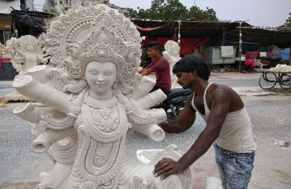 maa durga idol making