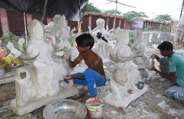 maa durga idol making