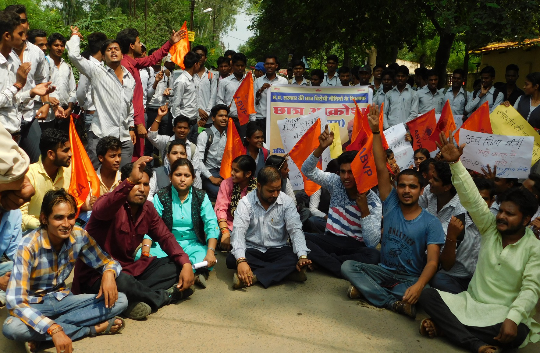 For students elections the ABVP has done the road