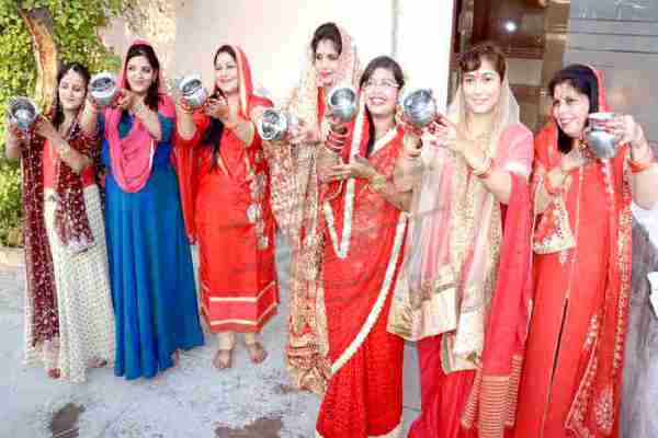womans celebrated karwa chouth for husband