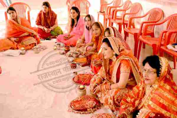 womans celebrated karwa chouth for husband