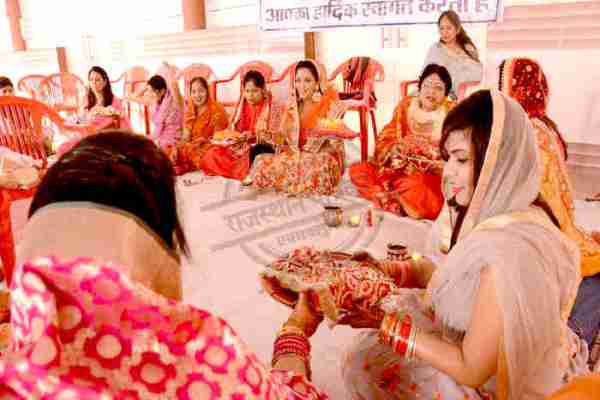 womans celebrated karwa chouth for husband