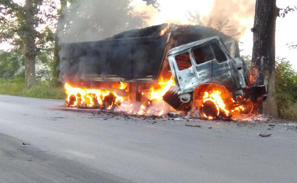 Fire in coal loaded tralla