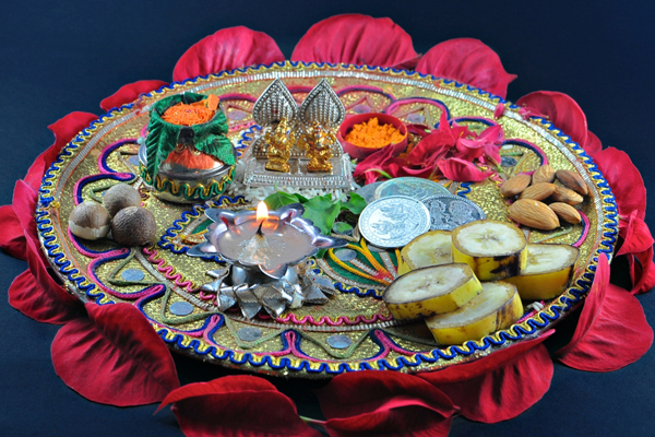 traditional stuffs disappearing from Laxmi pooja thali