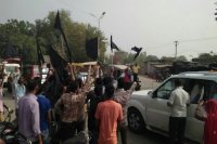 Rajasthan Waqf Board Chairman, Black flag shown to chairman of Rajasthan Waqf Board, Abu Bakar Naqvi, Karni Sena Protest, Protest Against Padmavati film, Padmavati, protest against Sanjay Lila Bhansali, Dipika Padukon, Kota Rajasthan Patrika, Kota Latest News, Kota News in Hindi, Crim News Kota  