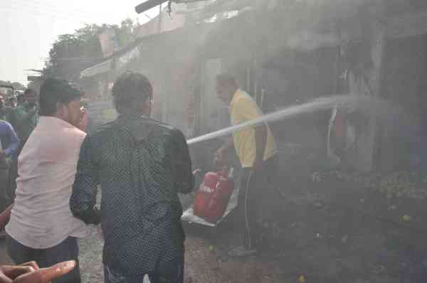 fire in the BOB ATM chamber in Manasar intersection nagaur