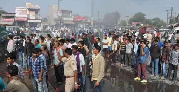 fire in the BOB ATM chamber in Manasar intersection nagaur