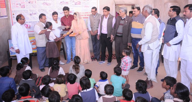 New couple happy sharing with needy children