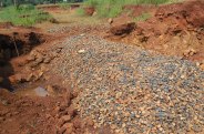 Mounting stones from the mountains dug from the ground