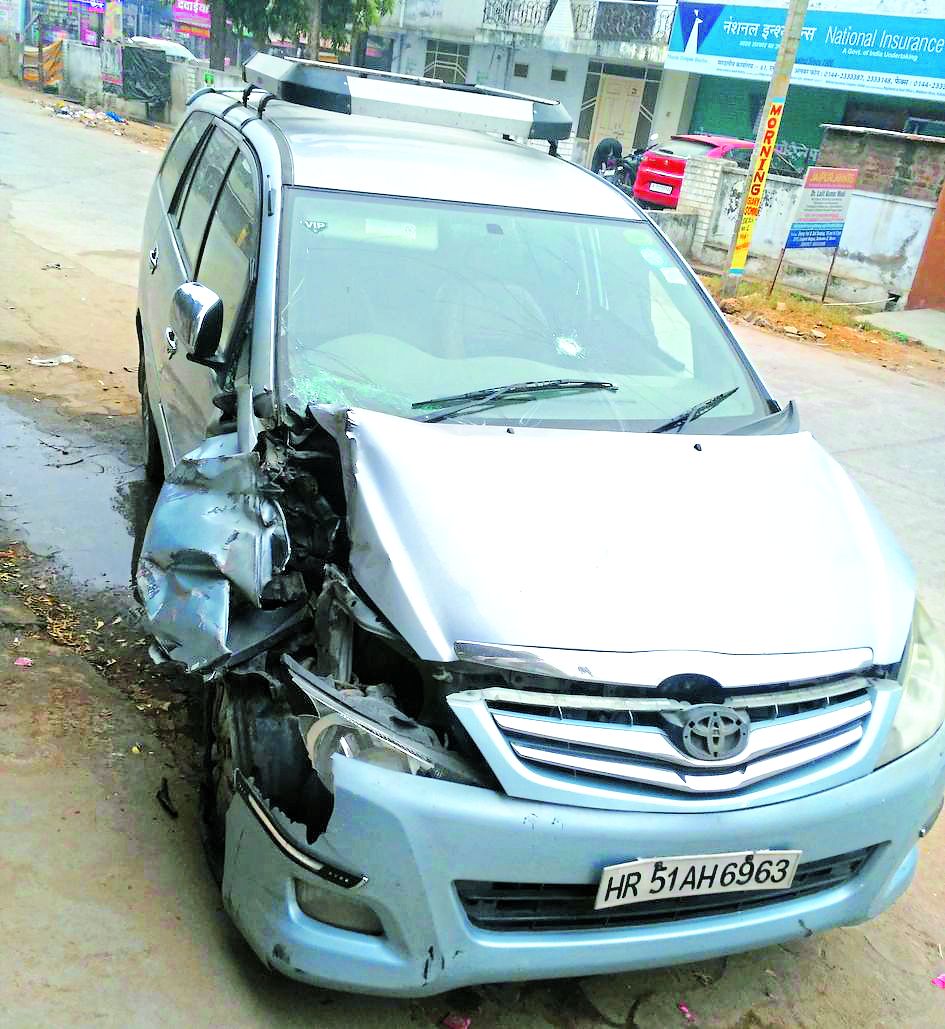 cow smuggler hits a car travels openly in alwar