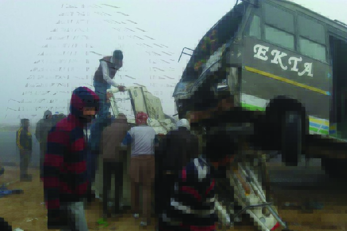 accident at suratgarh highway because of overtake